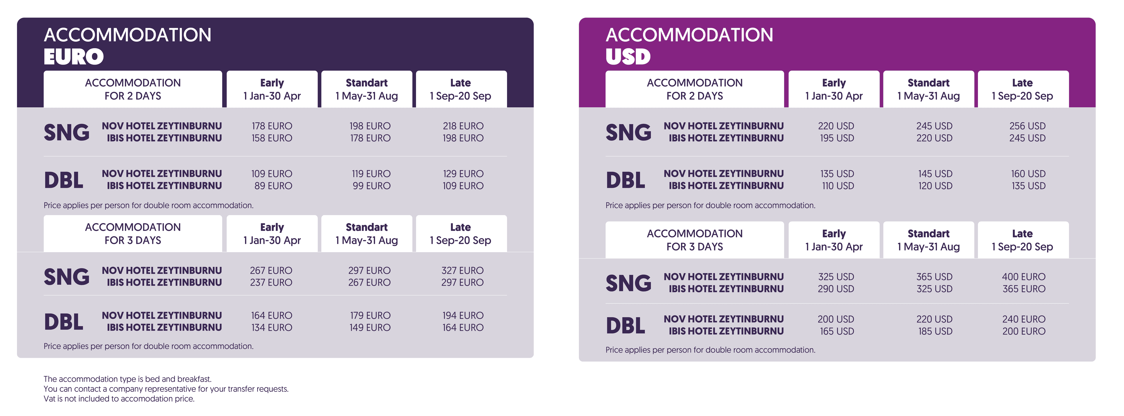 APAPU 2026 Accommodation Fees (EUR & USD)